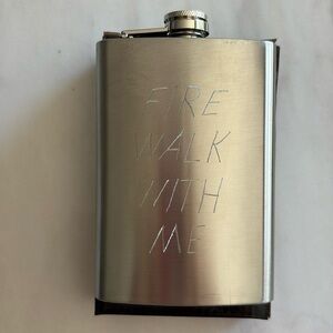 Stainless Steel Flask with Hand Crafted Engraved Design -   Fire Walk With Me